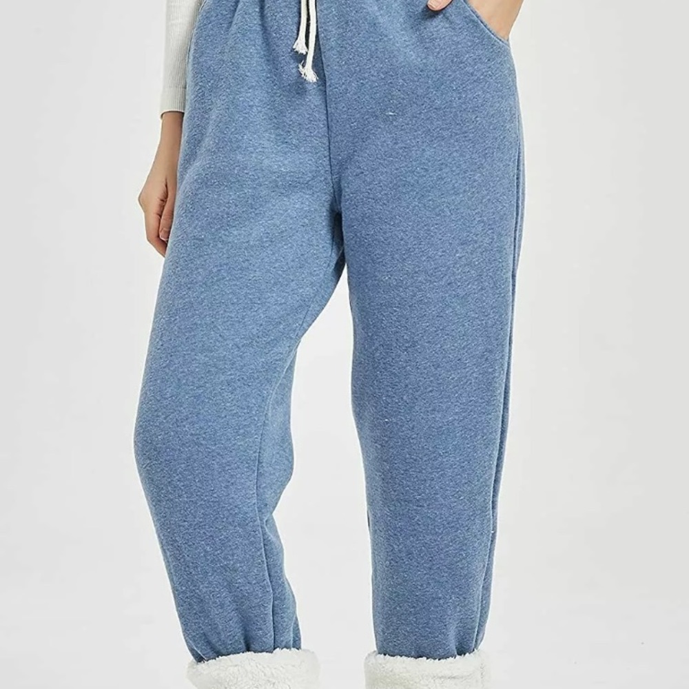 Flygo Women's Winter Warm Fleece Joggers Pants Sherpa Lined Sweatpants Size S